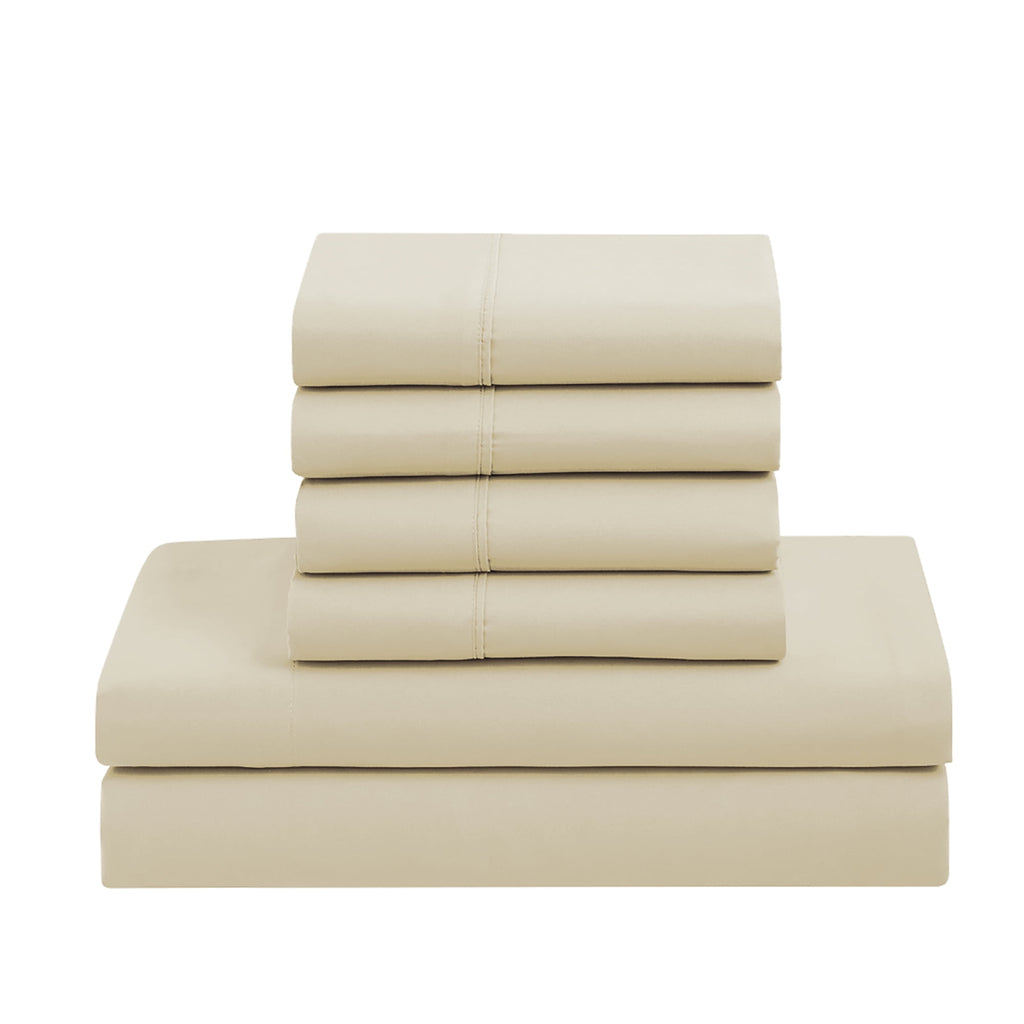 Supreme 5 Piece Bed-In-A-Bag All Season Solid Comforter & Sheet Set, Twin Extra-Long, Beige