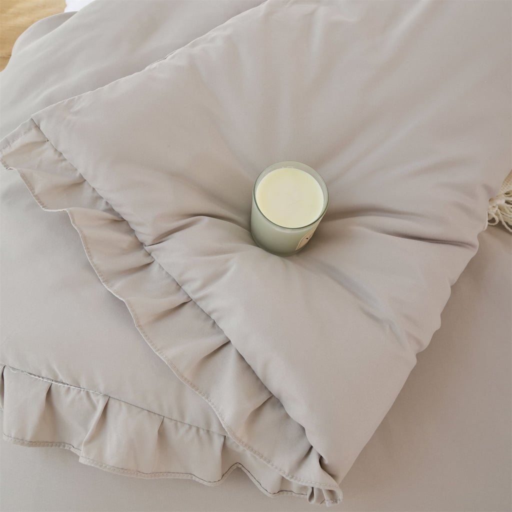 SPRINDAY Queen Comforter Set For Adult, 3 Piece Ruffle Oatmeal Comforter Sets All Season