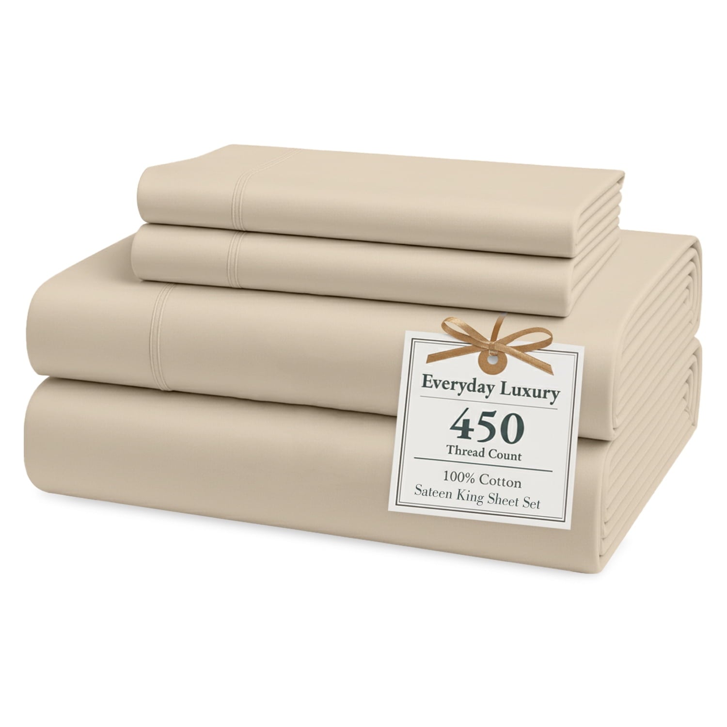 Casa Platino Cotton Twin Sheets – 450 Thread Count 100% Cotton Cooling Sheets, Soft Sateen Weave, Deep Pocket Fits 15” Mattress, Fade-Resistant Hotel Bedding – White