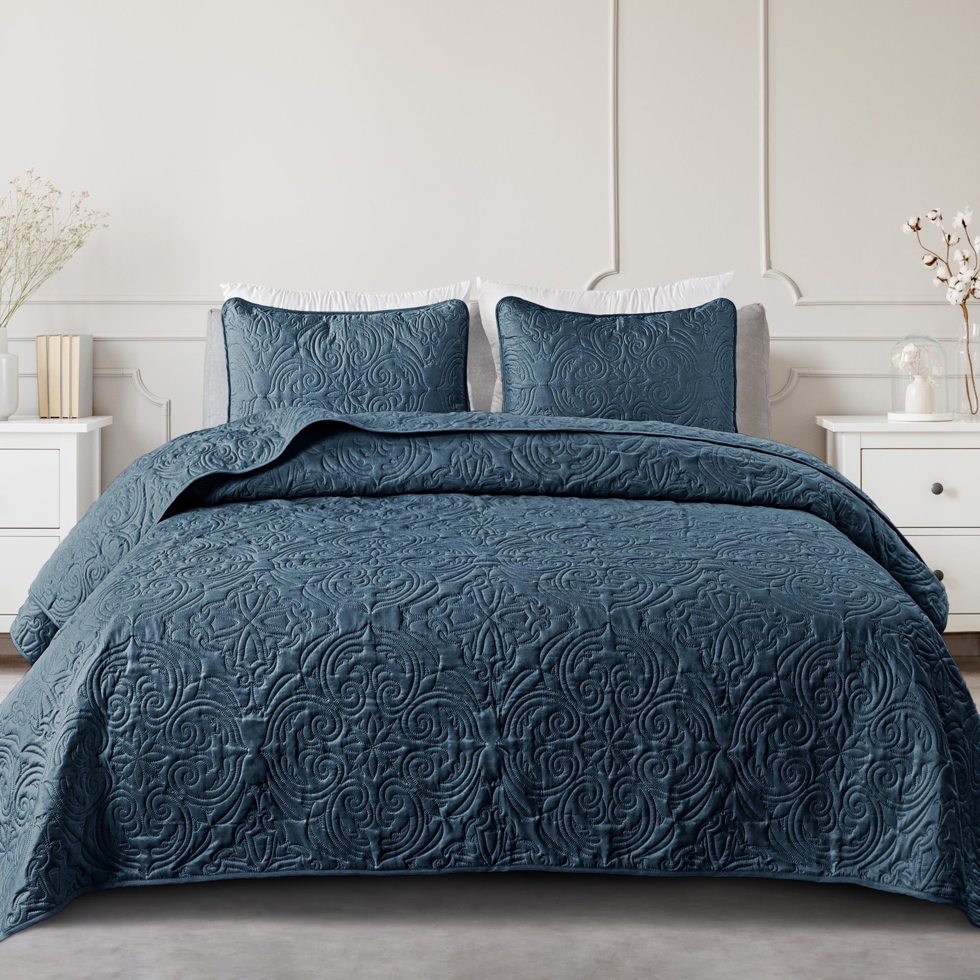 Exclusivo Mezcla Queen Quilt Bedding Set, Lightweight Vintage Queen Size Quilts with Pillow Shams, Soft Bedspreads Coverlets for All Seasons (96"x90", Brich Beige)