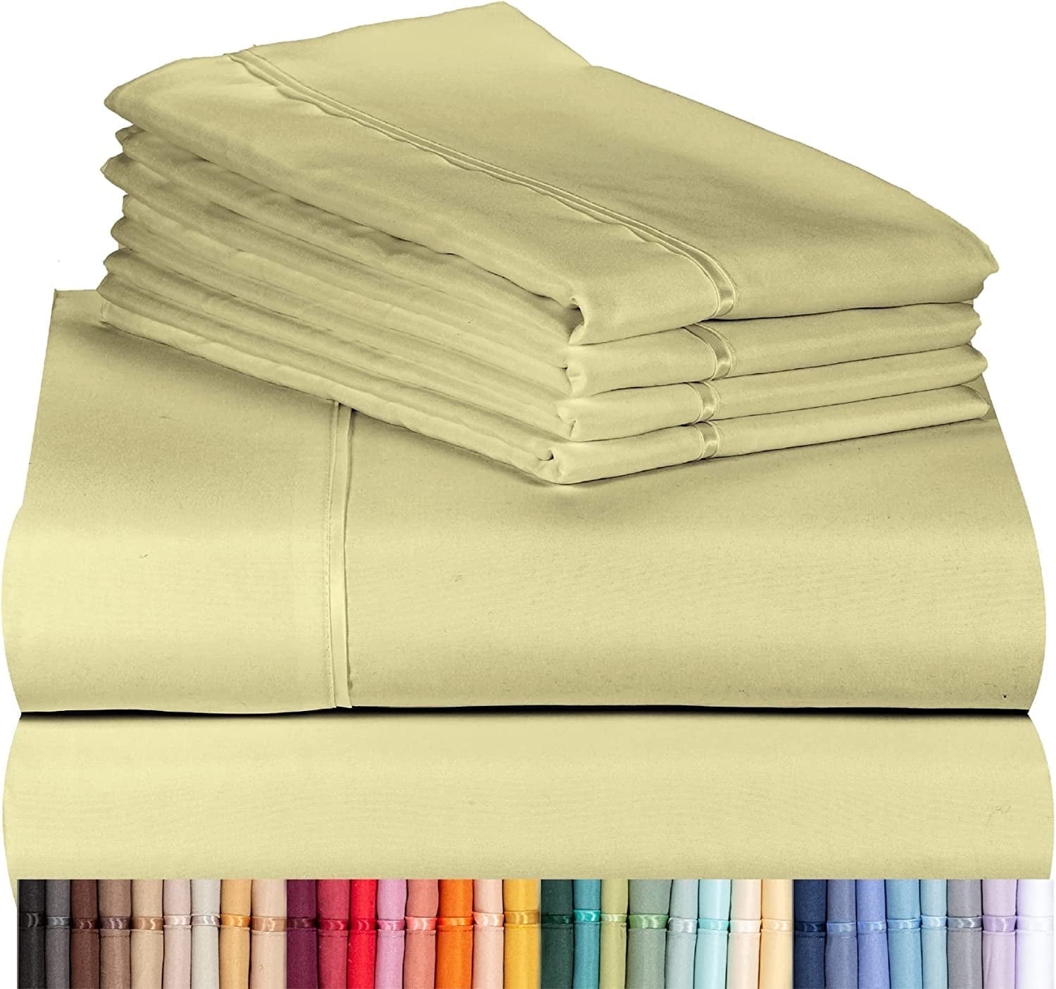 Luxclub Cooling Sheet, 6 Piece Ultra Soft Microfiber Bed Sheets & Pillowcases, Queen - Light Grey