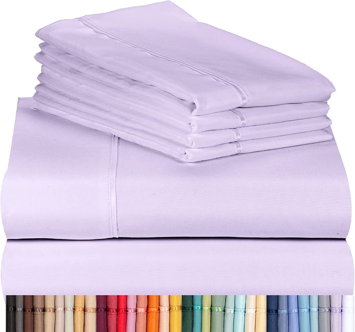 Luxclub Cooling Sheet, 6 Piece Ultra Soft Microfiber Bed Sheets & Pillowcases, Queen - Light Grey