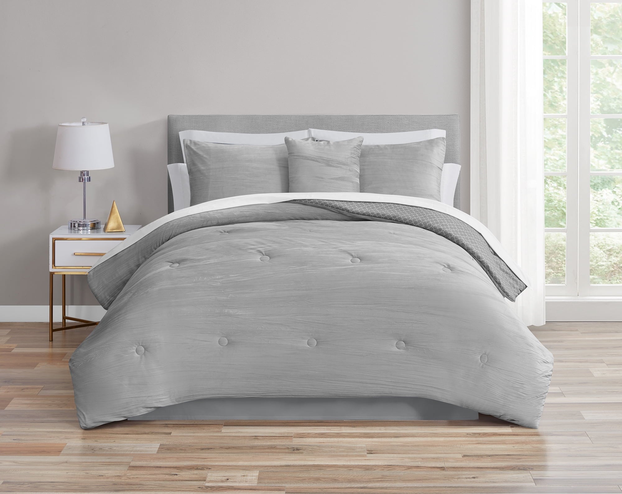 Mainstays 11-Piece Bed in a Bag Comforter Set with Sheets, Cream Ruffle, Queen