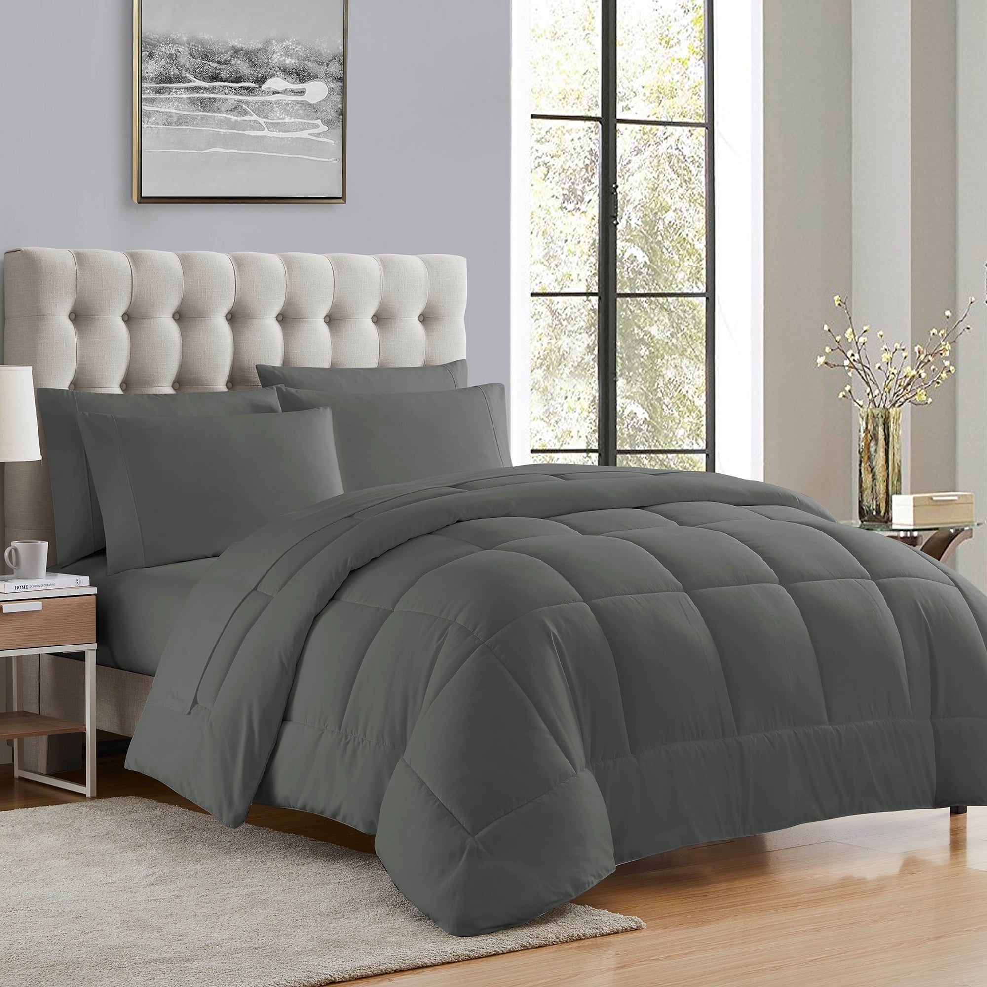 Supreme 5 Piece Bed-In-A-Bag All Season Solid Comforter & Sheet Set, Twin Extra-Long, Beige