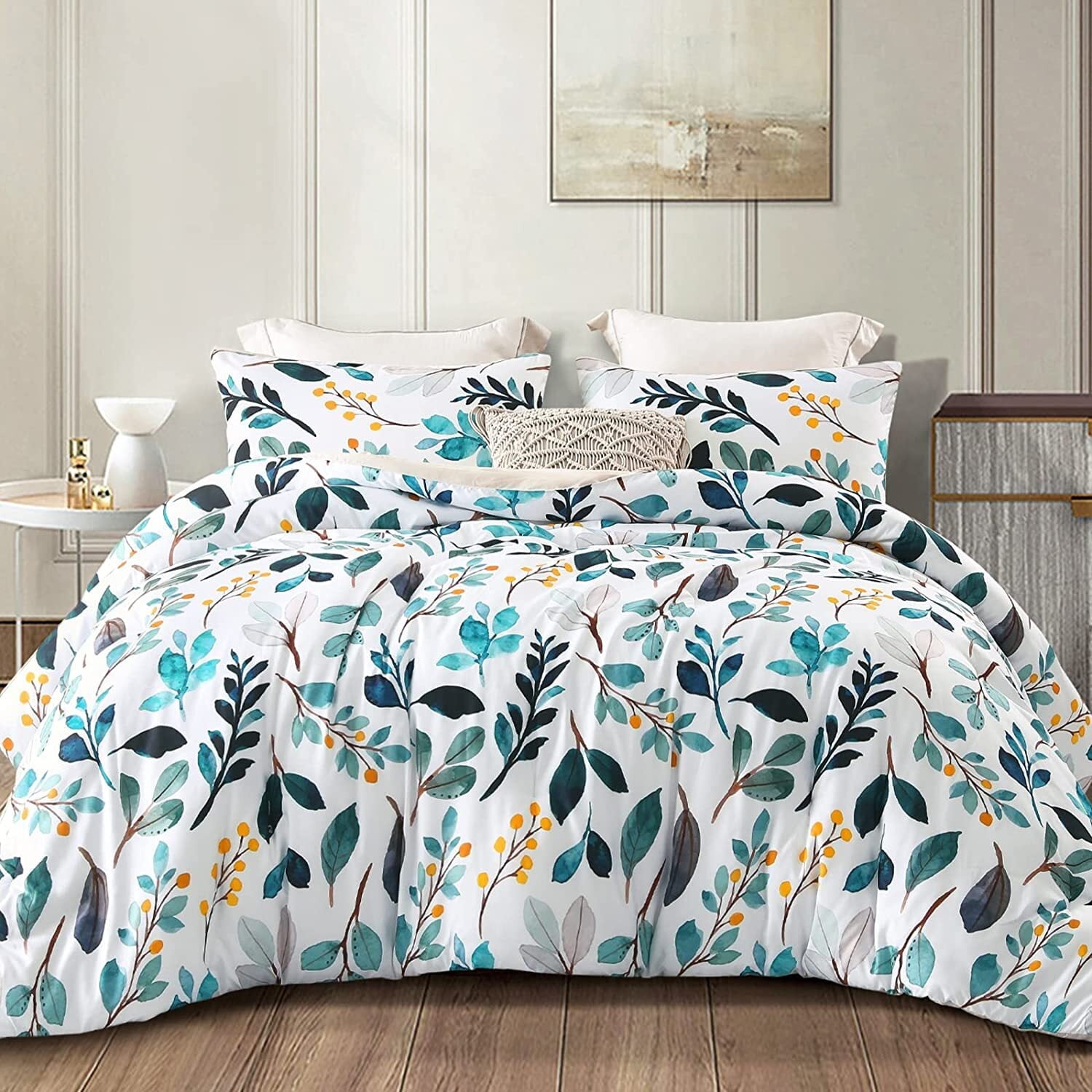 Whale Flotilla 3-Piece King Comforter Set, Soft Reversible Bedding Comforter Sets, Patchwork Printed Down Alternative Comforter Duvet for All Seasons, Grey
