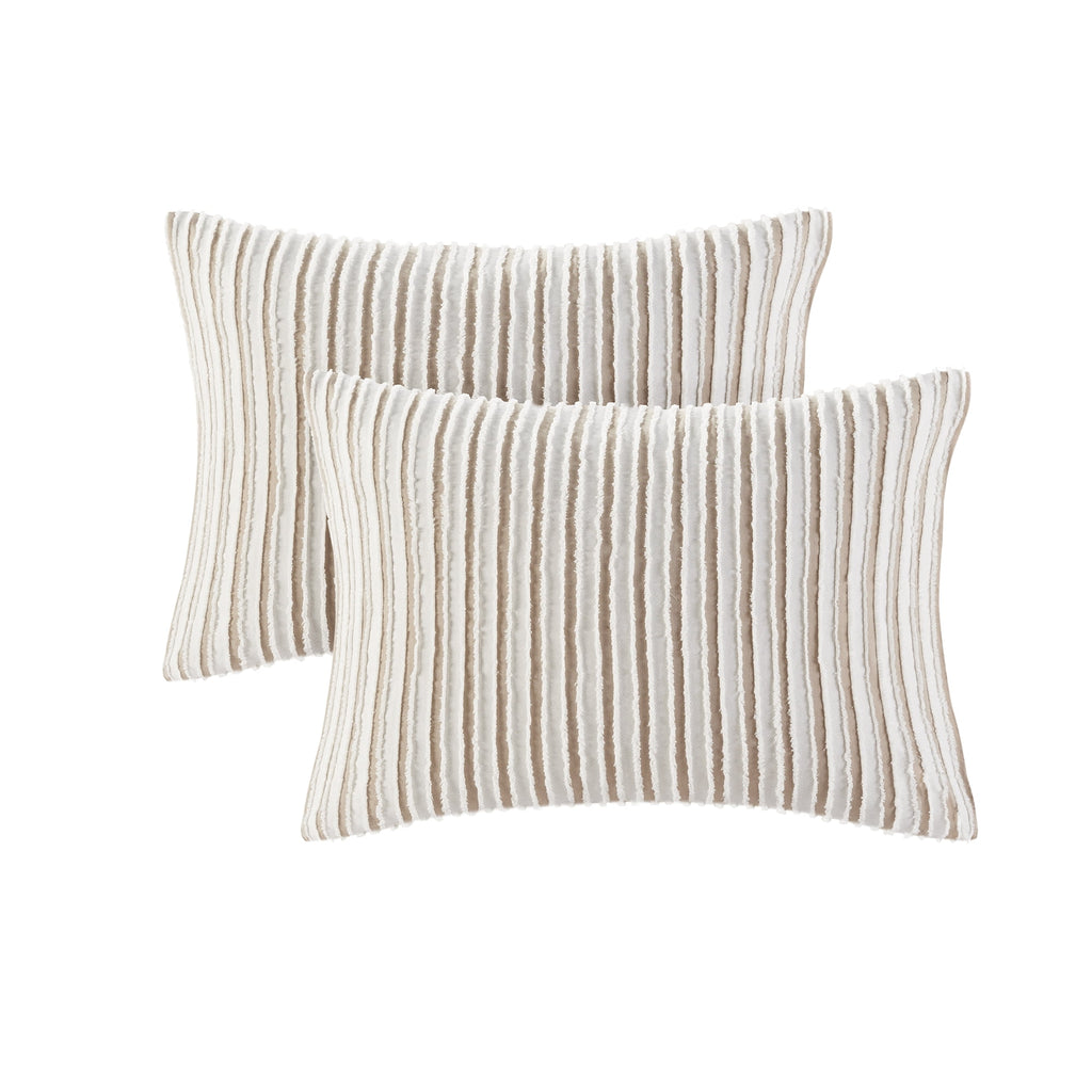 Mainstays 5-Piece Tan Striped Comforter Set, Full/Queen