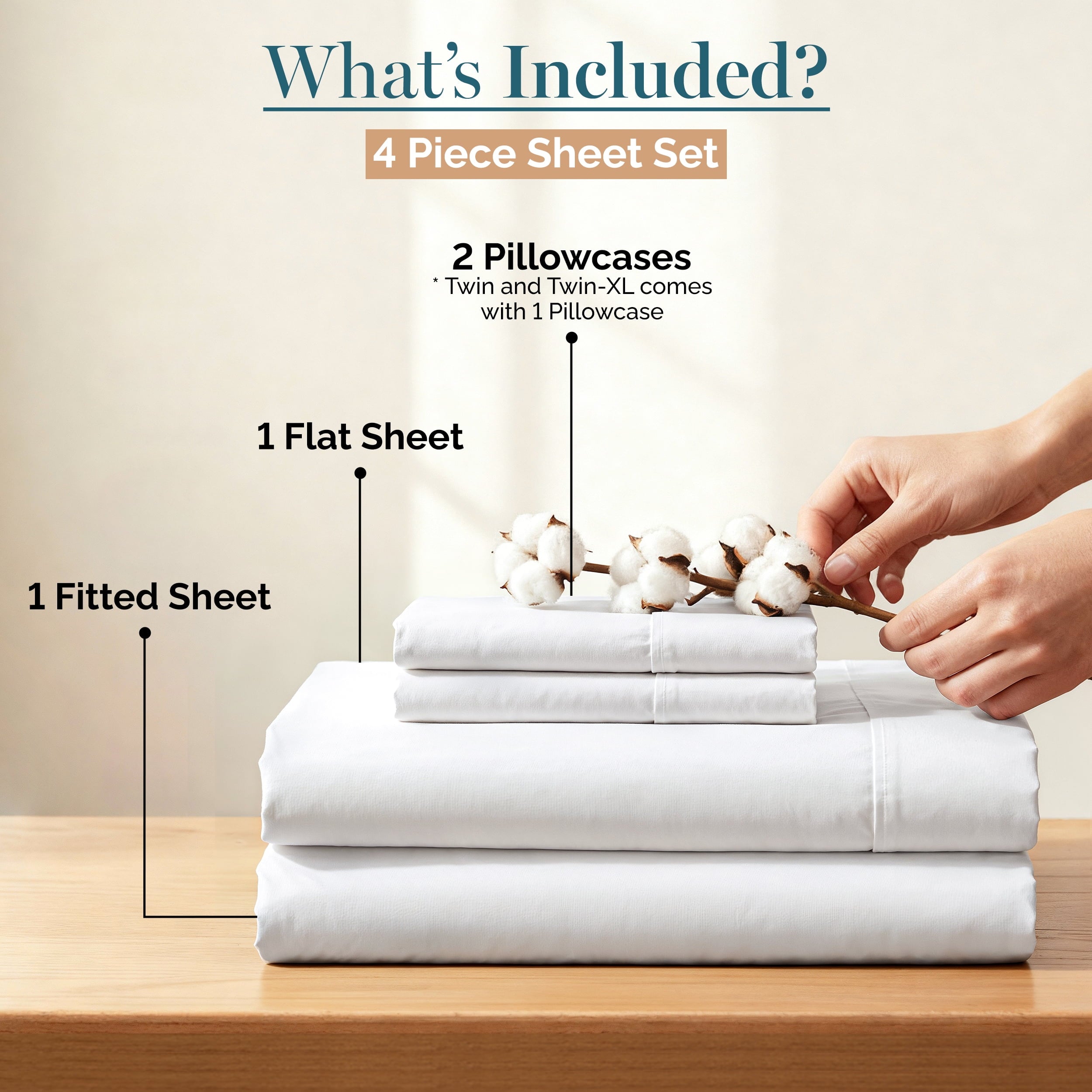 Casa Platino Cotton Twin Sheets – 450 Thread Count 100% Cotton Cooling Sheets, Soft Sateen Weave, Deep Pocket Fits 15” Mattress, Fade-Resistant Hotel Bedding – White
