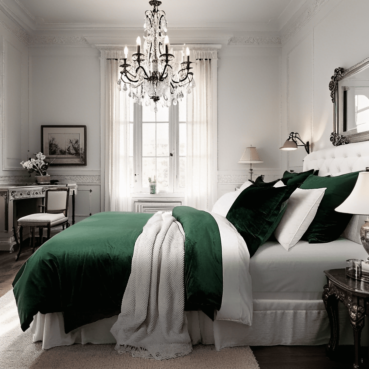 JOLUSERE Dark Green Velvet Duvet Cover King Set, 3-Piece Ultra Soft Fluffy Velvet Winter Bedding Cover